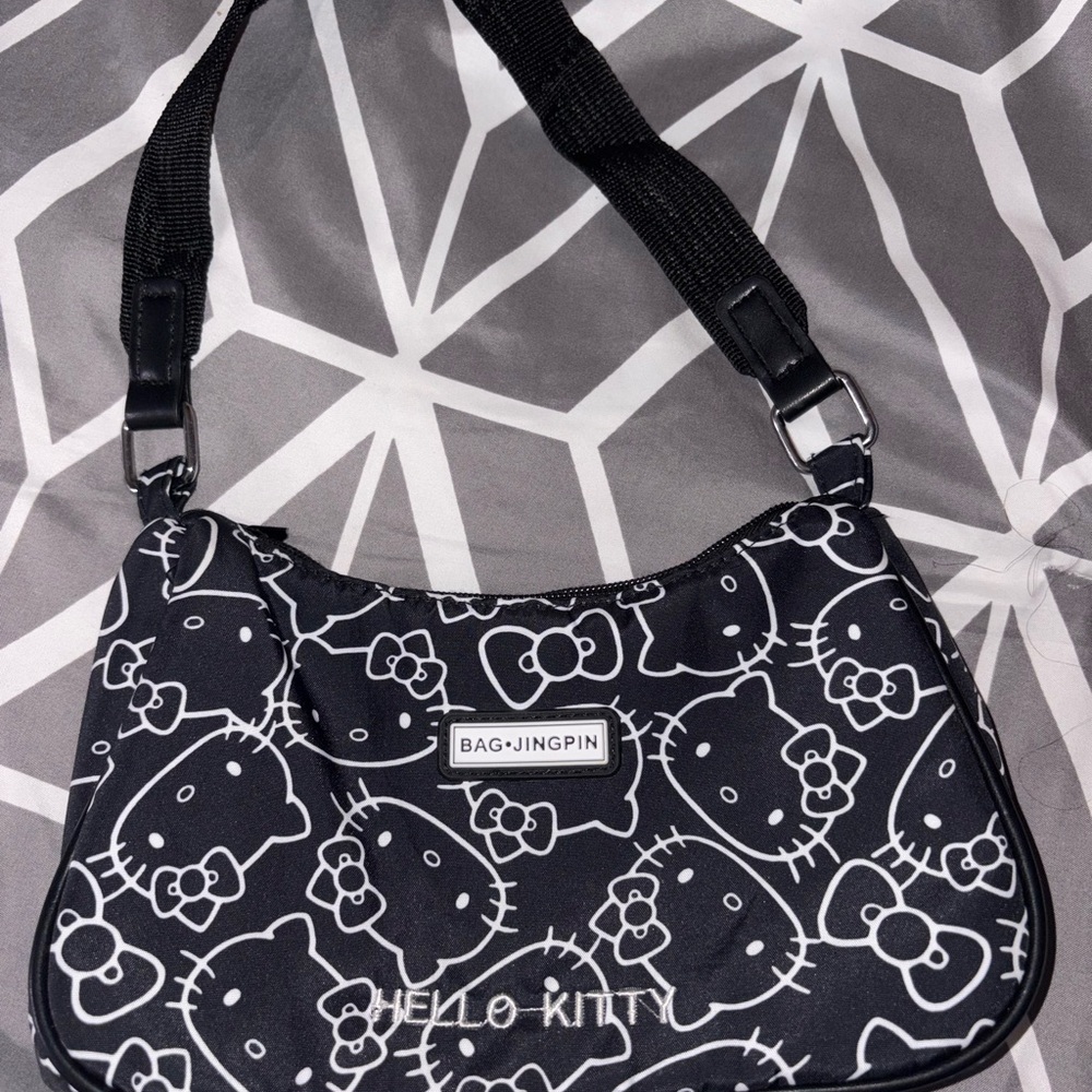 Hello Kitty Patterned Black Shoulder Bag